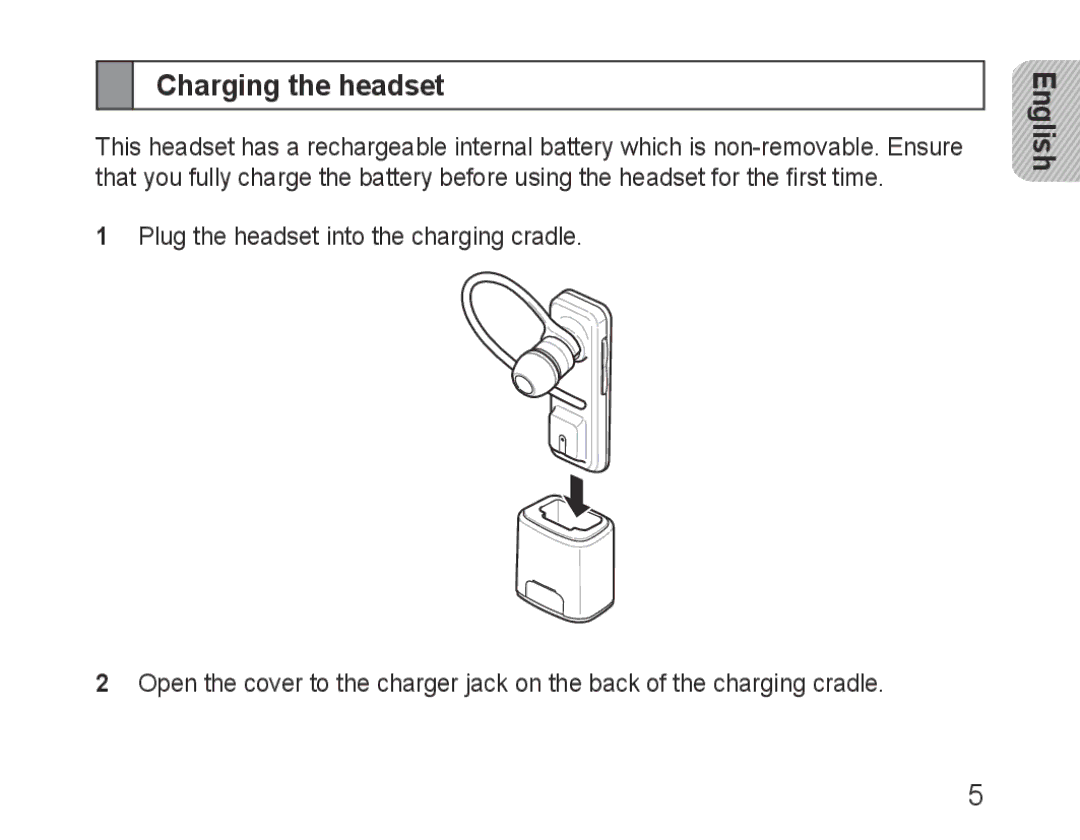 Samsung BHM3100EBECXEV, BHM3100EBECXEF, BHM3100EBECXET, BHM3100EBECXEH, BHM3100EBECHAT manual Charging the headset 