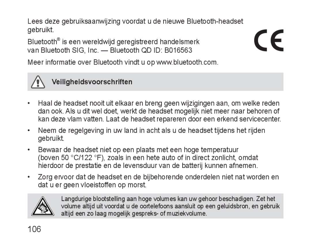 Samsung BHM3100EBECXEH, BHM3100EBECXEF, BHM3100EBECXET, BHM3100EBECXEV, BHM3100EBECHAT manual Veiligheidsvoorschriften 