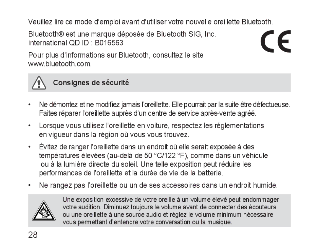 Samsung BHM3100EBECXEF, BHM3100EBECXET, BHM3100EBECXEV, BHM3100EBECXEH, BHM3100EBECHAT manual Consignes de sécurité 