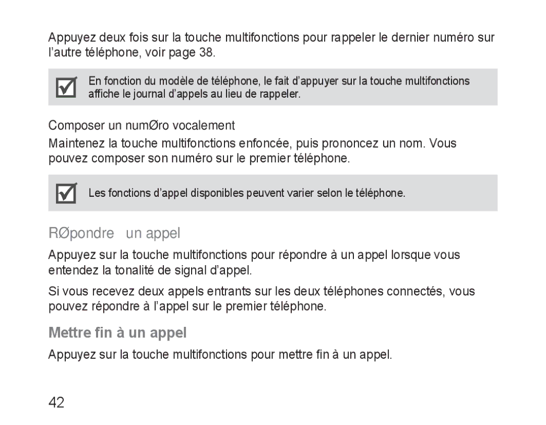 Samsung BHM3100EBECHAT, BHM3100EBECXEF manual Répondre à un appel, Mettre fin à un appel, Composer un numéro vocalement 