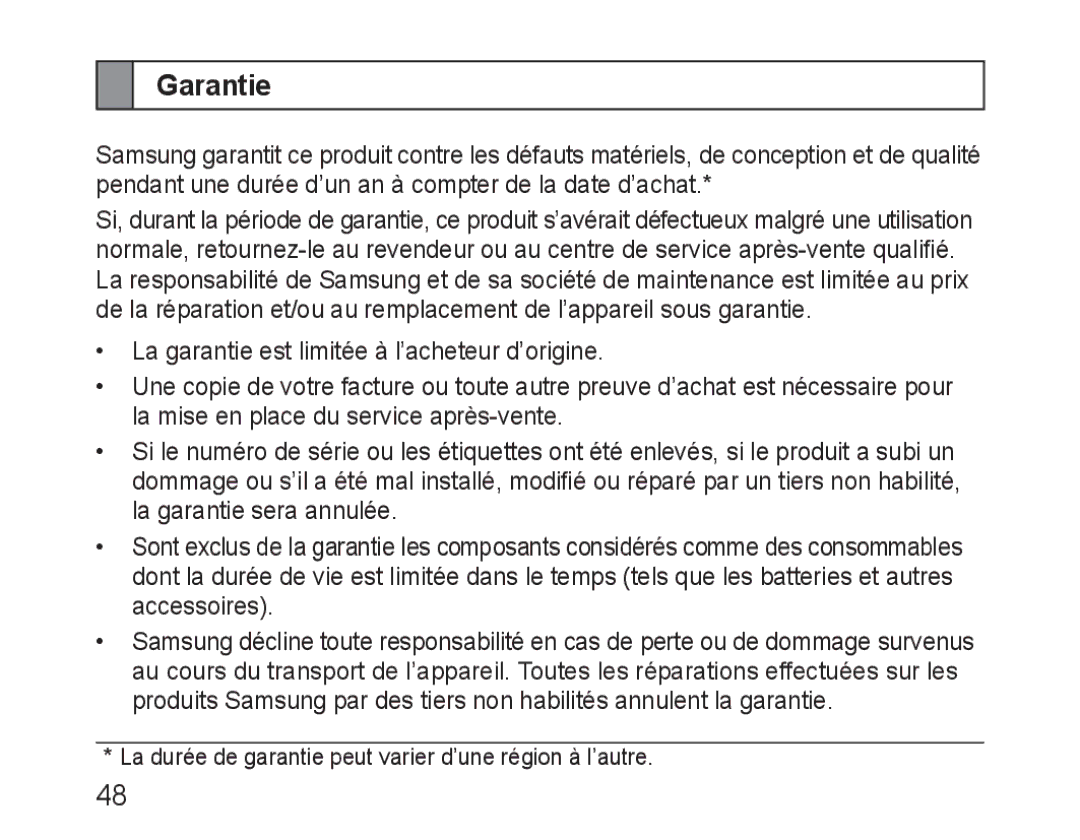 Samsung BHM3100EBECXEF, BHM3100EBECXET, BHM3100EBECXEV, BHM3100EBECXEH, BHM3100EBECHAT manual Garantie 