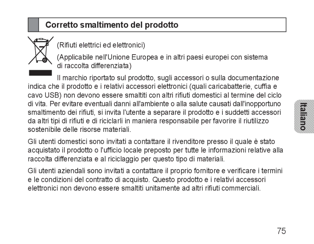 Samsung BHM3100EBECXEV, BHM3100EBECXEF, BHM3100EBECXET, BHM3100EBECXEH, BHM3100EBECHAT manual Corretto smaltimento del prodotto 