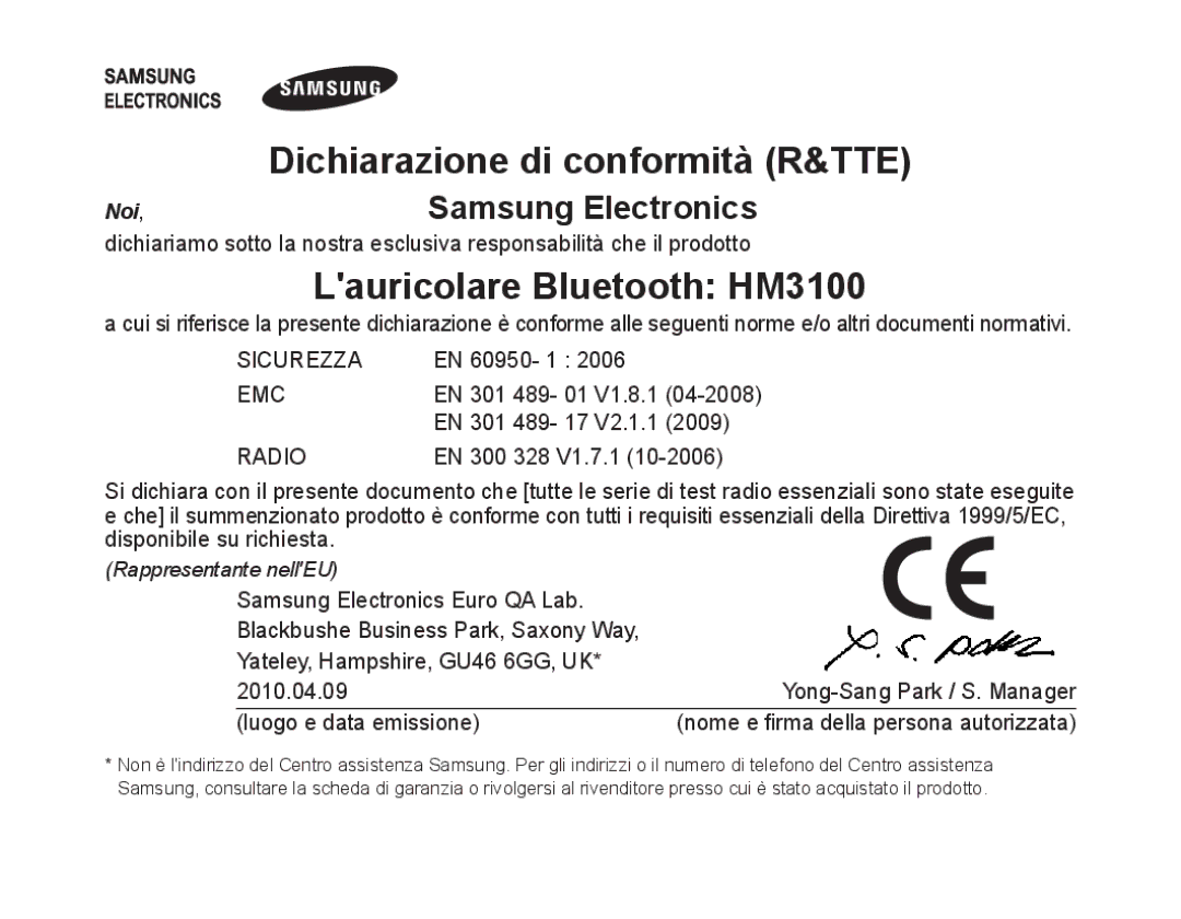 Samsung BHM3100EBECXEF, BHM3100EBECXET, BHM3100EBECXEV, BHM3100EBECXEH, BHM3100EBECHAT manual Lauricolare Bluetooth HM3100 