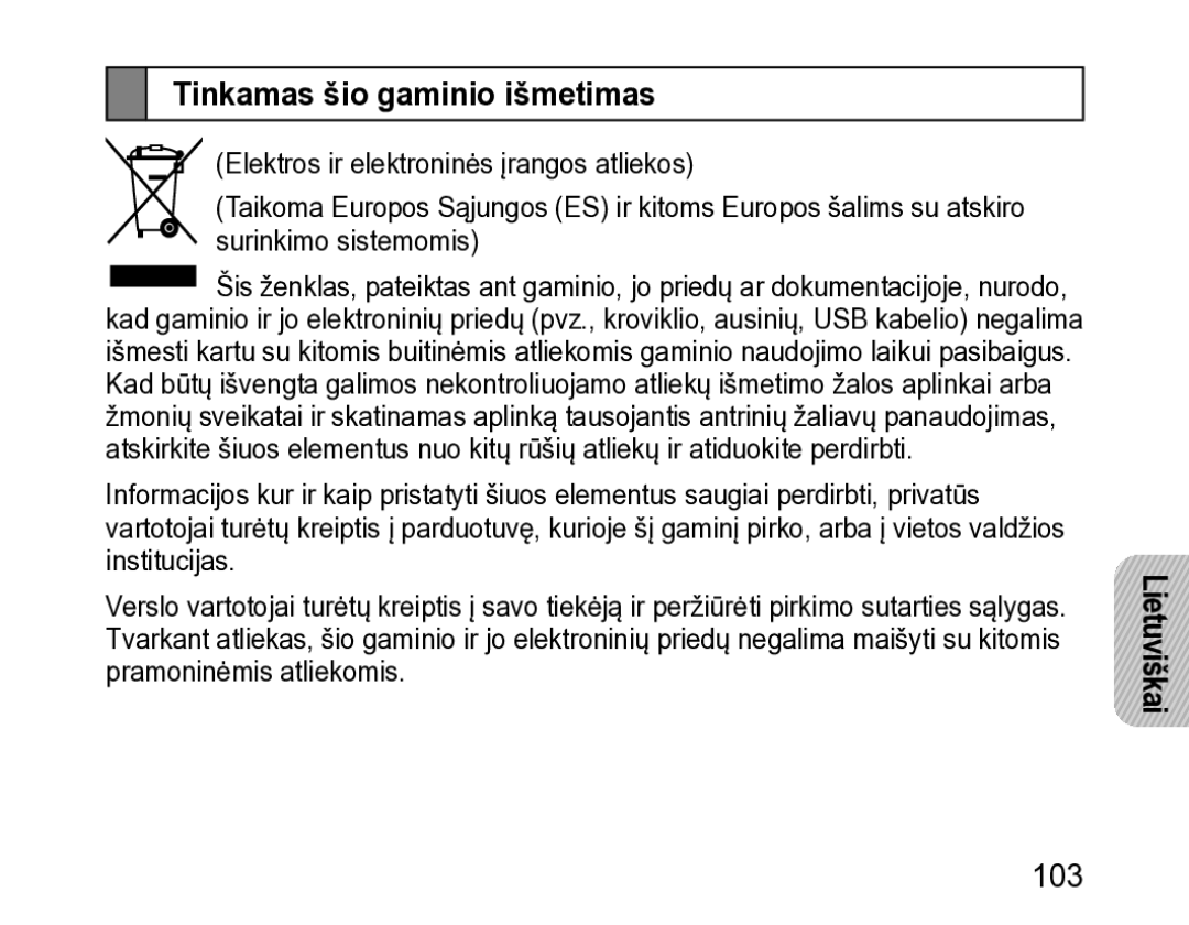 Samsung BHM3200EDECSER manual Tinkamas šio gaminio išmetimas 