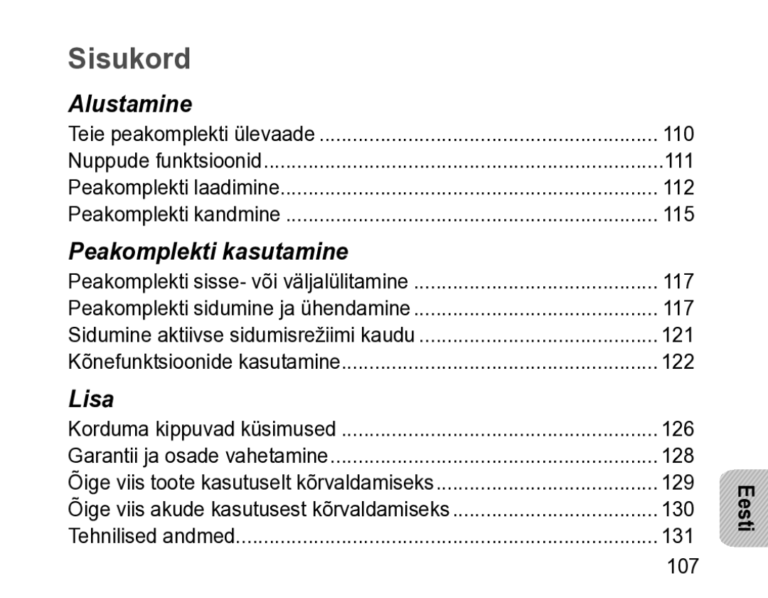 Samsung BHM3200EDECSER manual Sisukord 