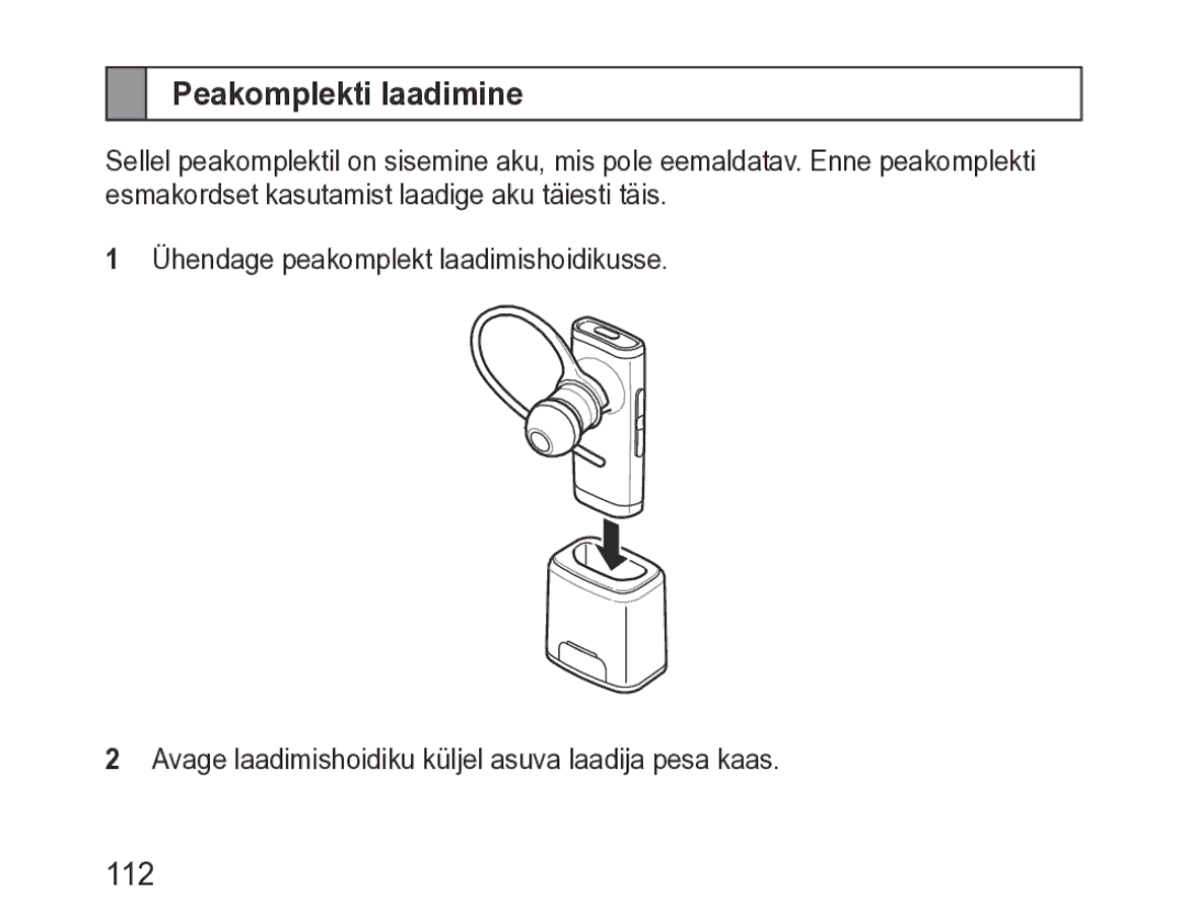 Samsung BHM3200EDECSER manual Peakomplekti laadimine 