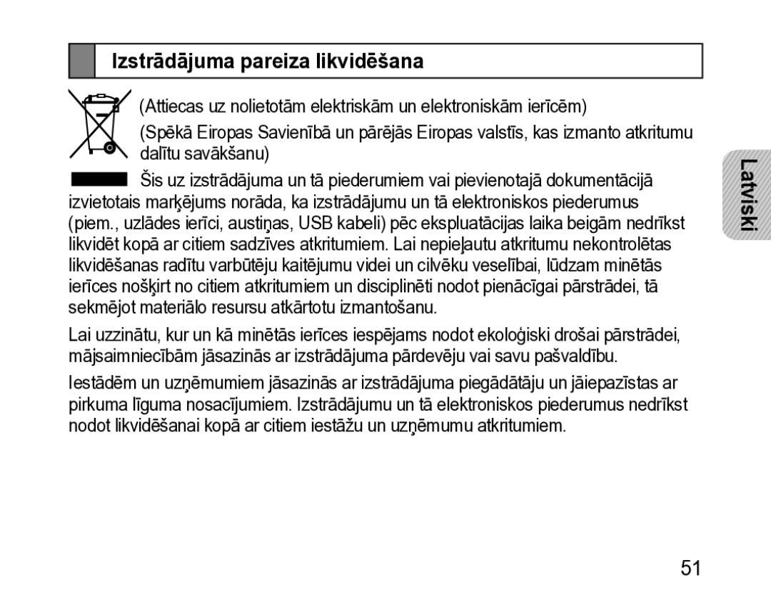 Samsung BHM3200EDECSER manual Izstrādājuma pareiza likvidēšana 