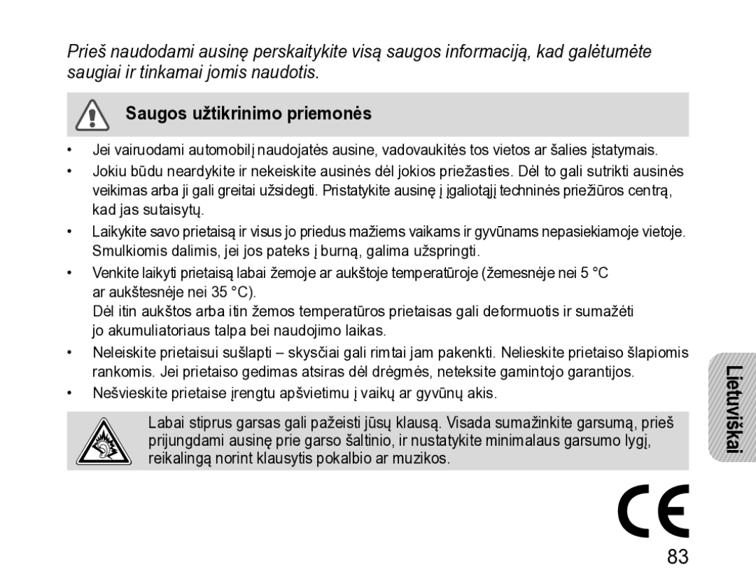 Samsung BHM3200EDECSER manual Saugos užtikrinimo priemonės 