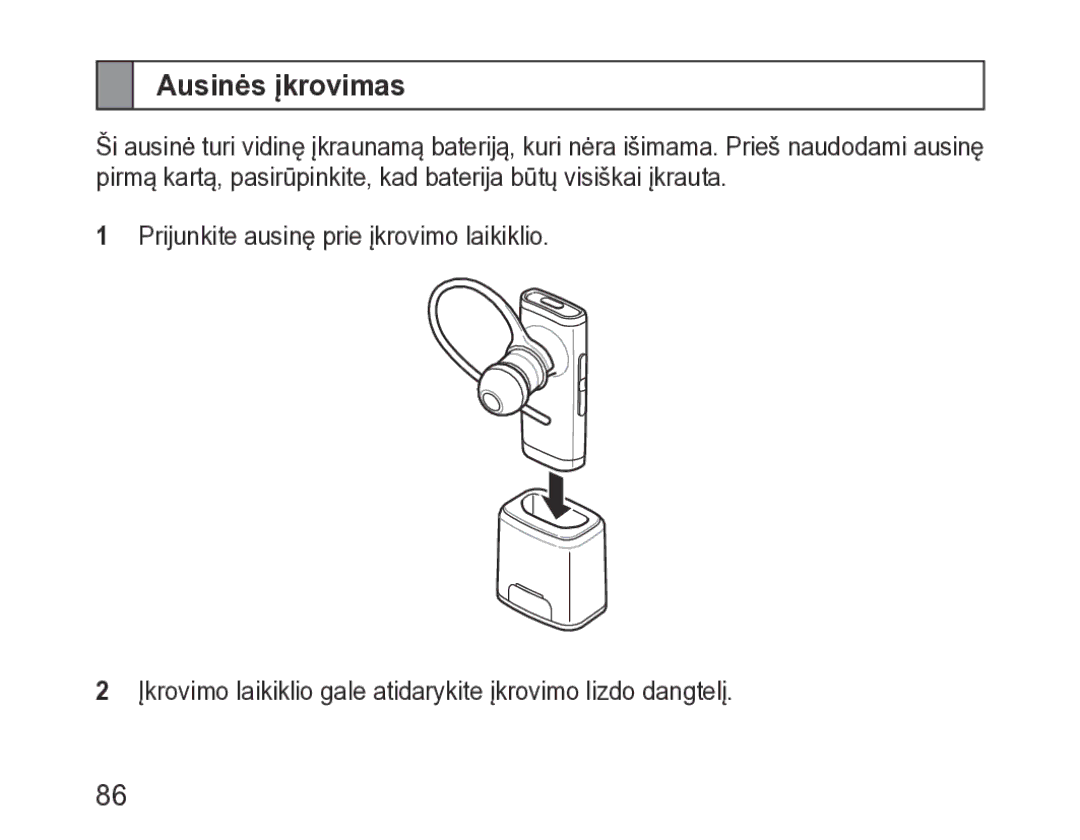 Samsung BHM3200EDECSER manual Ausinės įkrovimas 