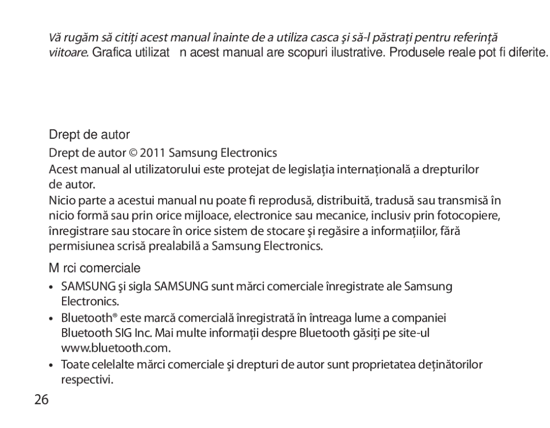 Samsung BHM3200EDECEUR, BHM3200EDECXEF, BHM3200EDECFOP, BHM3200EDECXEH, BHM3200EDECXEE manual Drept de autor, Mărci comerciale 