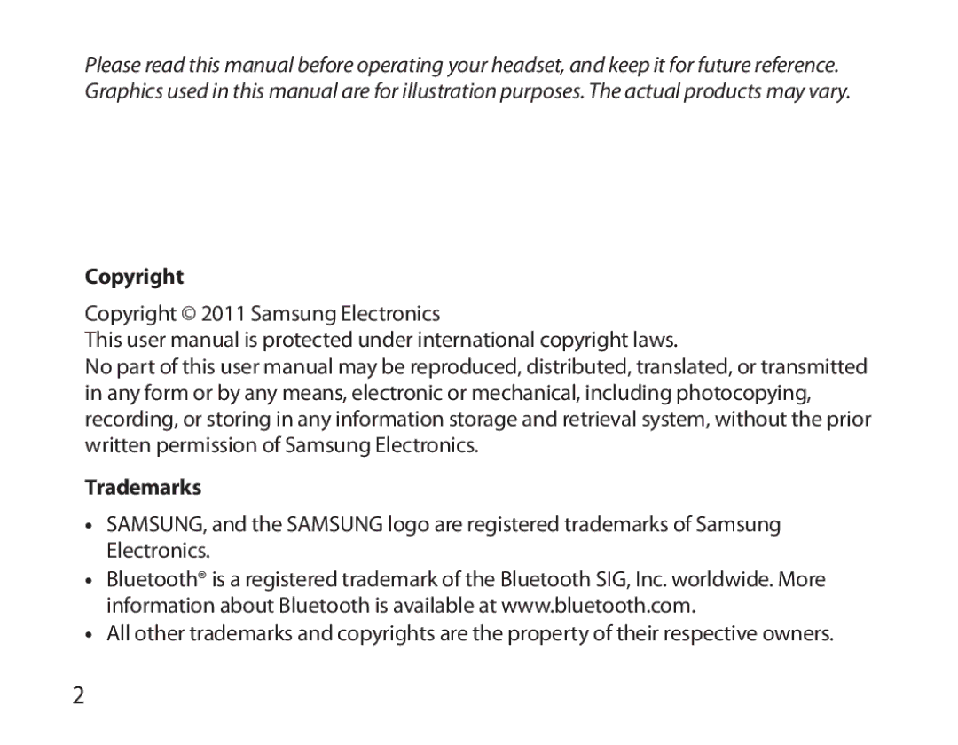 Samsung BHM3200EDECEUR, BHM3200EDECXEF, BHM3200EDECFOP, BHM3200EDECXEH, BHM3200EDECXEE, BHM3200EDECSER Copyright, Trademarks 