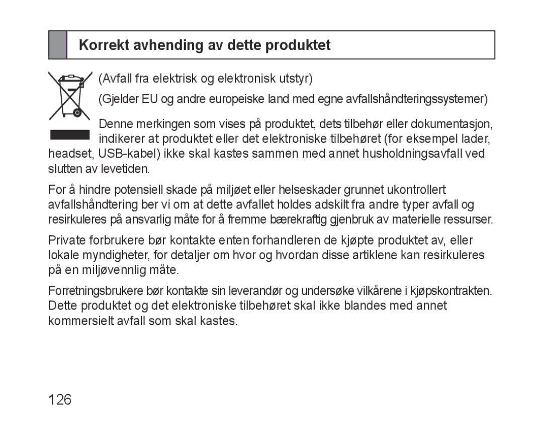 Samsung BHM3200EDECXEH, BHM3200EDECXEF, BHM3200EDECFOP, BHM3200EDECXEE, BHM3200EDECEUR Korrekt avhending av dette produktet 