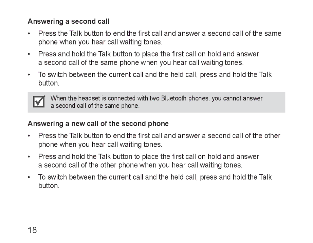 Samsung BHM3200EDECXEH, BHM3200EDECXEF, BHM3200EDECFOP Answering a second call, Answering a new call of the second phone 