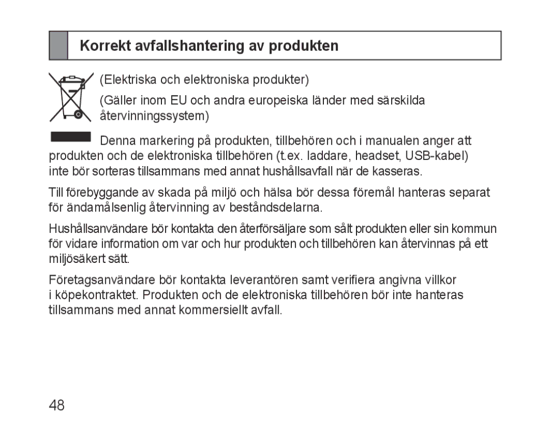 Samsung BHM3200EDECXEH, BHM3200EDECXEF, BHM3200EDECFOP, BHM3200EDECXEE, BHM3200EDECEUR Korrekt avfallshantering av produkten 