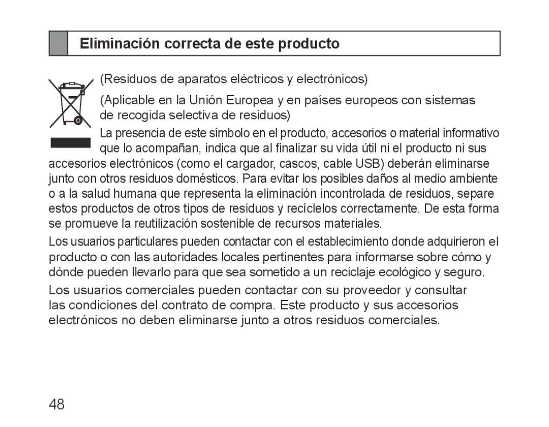 Samsung BHM3200EDECXEH, BHM3200EDECXEF, BHM3200EDECFOP, BHM3200EDECXEE, BHM3200EDECEUR Eliminación correcta de este producto 