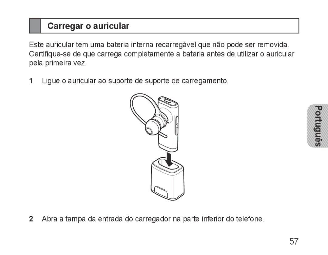 Samsung BHM3200EDECSER, BHM3200EDECXEF, BHM3200EDECFOP, BHM3200EDECXEH, BHM3200EDECXEE, BHM3200EDECEUR Carregar o auricular 