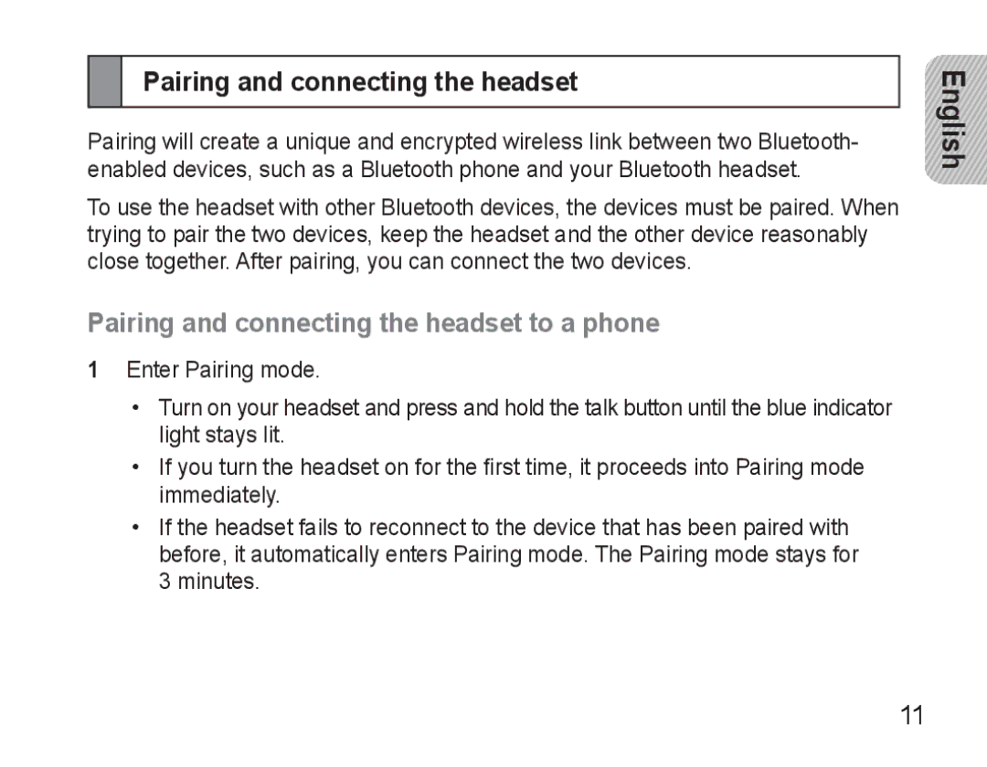 Samsung BHM3500EBECXEF, BHM3500EWECXEF manual Pairing and connecting the headset to a phone 