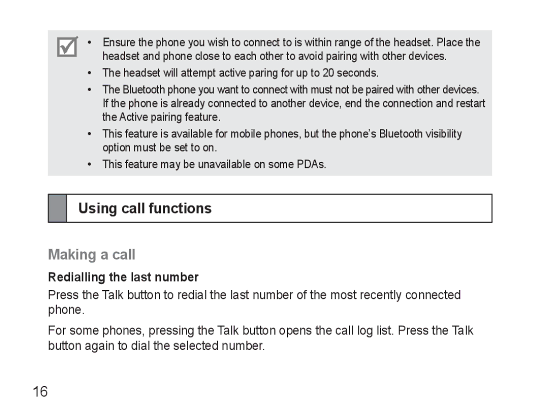 Samsung BHM3500EWECXEF, BHM3500EBECXEF manual Using call functions, Making a call, Redialling the last number 