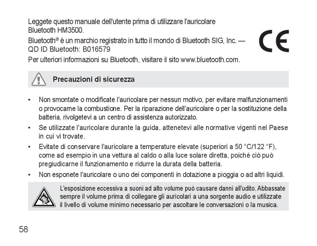 Samsung BHM3500EWECXEF, BHM3500EBECXEF manual Precauzioni di sicurezza 