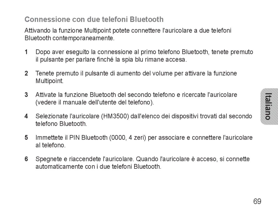 Samsung BHM3500EBECXEF, BHM3500EWECXEF manual Connessione con due telefoni Bluetooth 