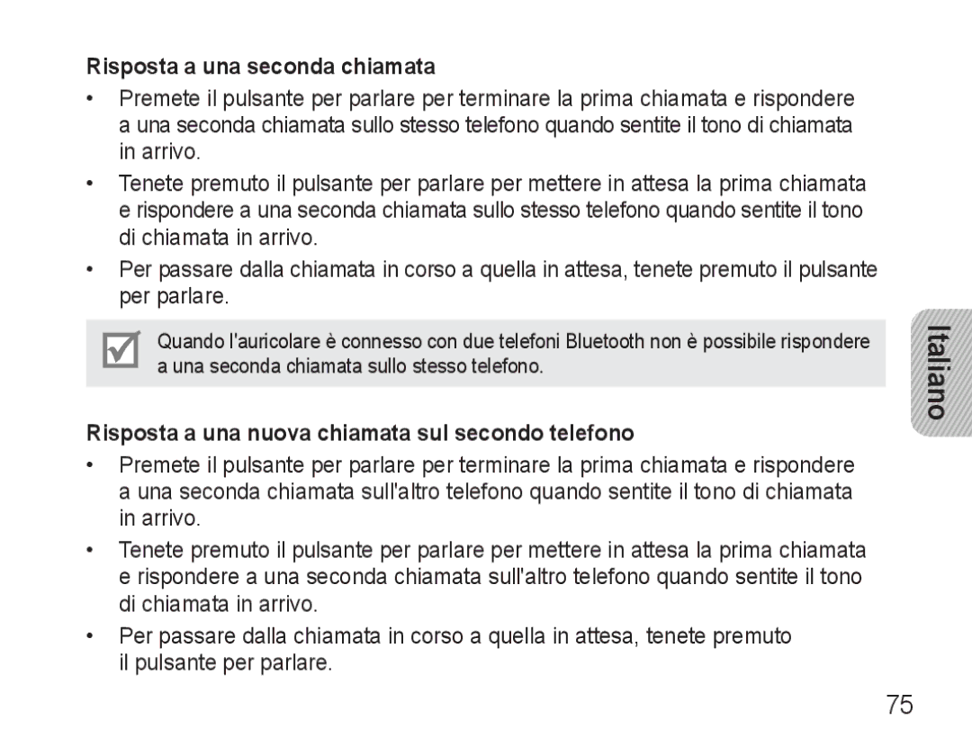 Samsung BHM3500EBECXEF, BHM3500EWECXEF Risposta a una seconda chiamata, Risposta a una nuova chiamata sul secondo telefono 