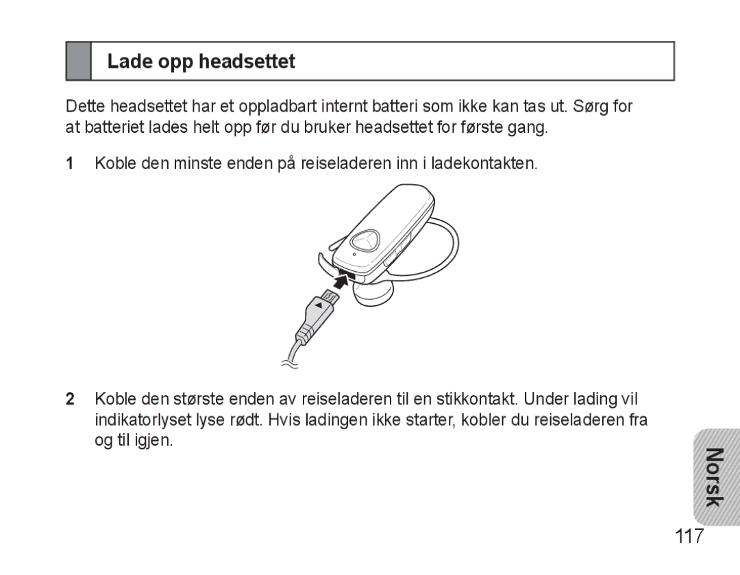 Samsung BHM3500EBECFOP, BHM3500EWECFOP manual Lade opp headsettet, 117 