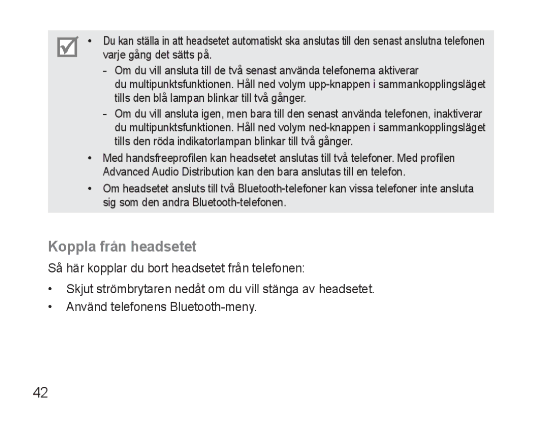 Samsung BHM3500EWECFOP, BHM3500EBECFOP manual Koppla från headsetet 