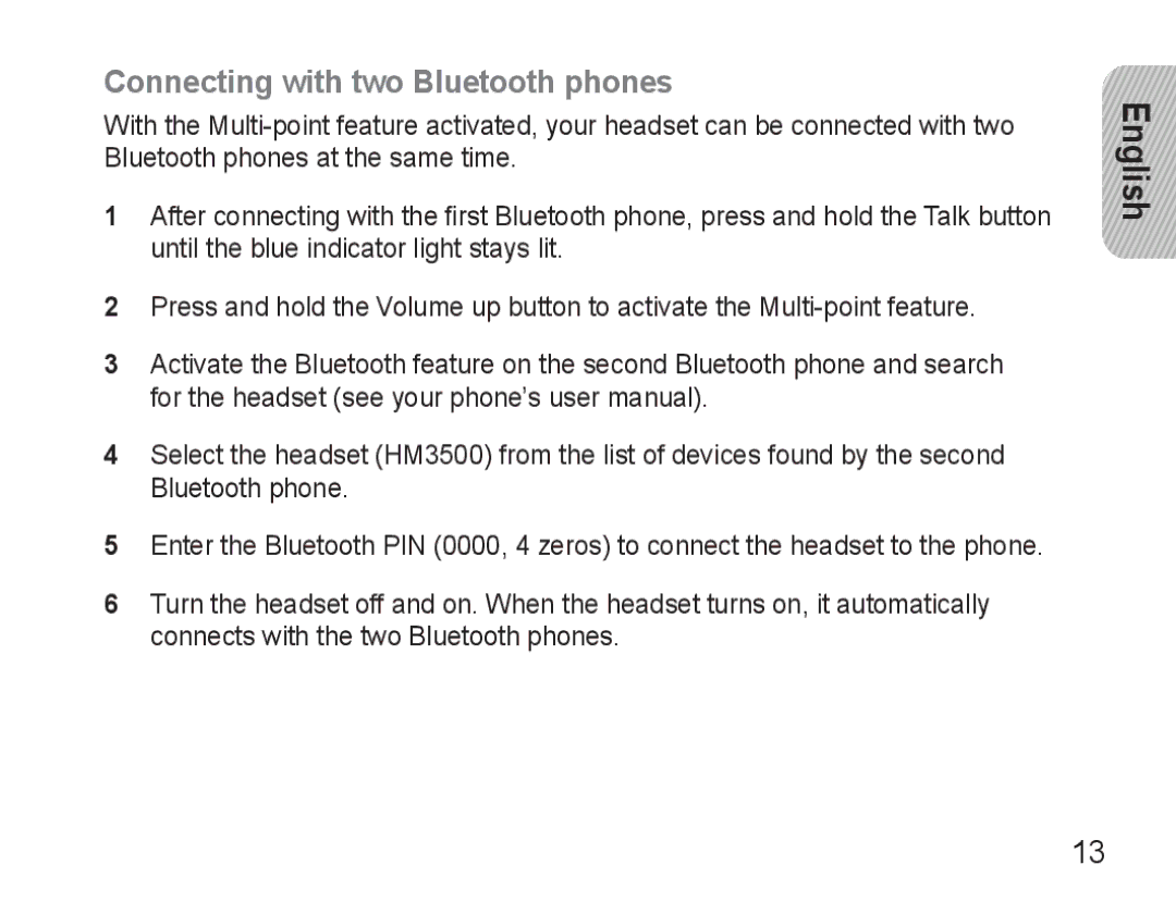 Samsung BHM3500EBECFOP, BHM3500EWECFOP manual Connecting with two Bluetooth phones 