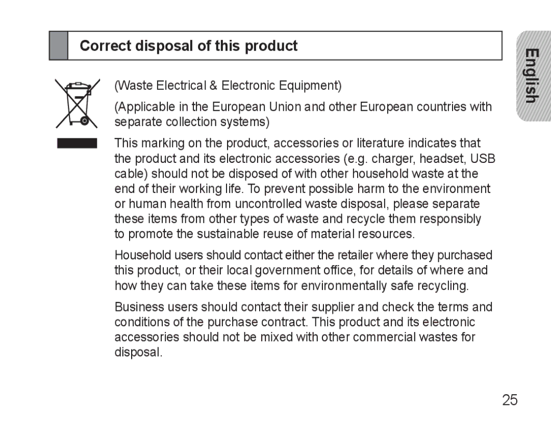 Samsung BHM3500EBECFOP, BHM3500EWECFOP manual Correct disposal of this product 