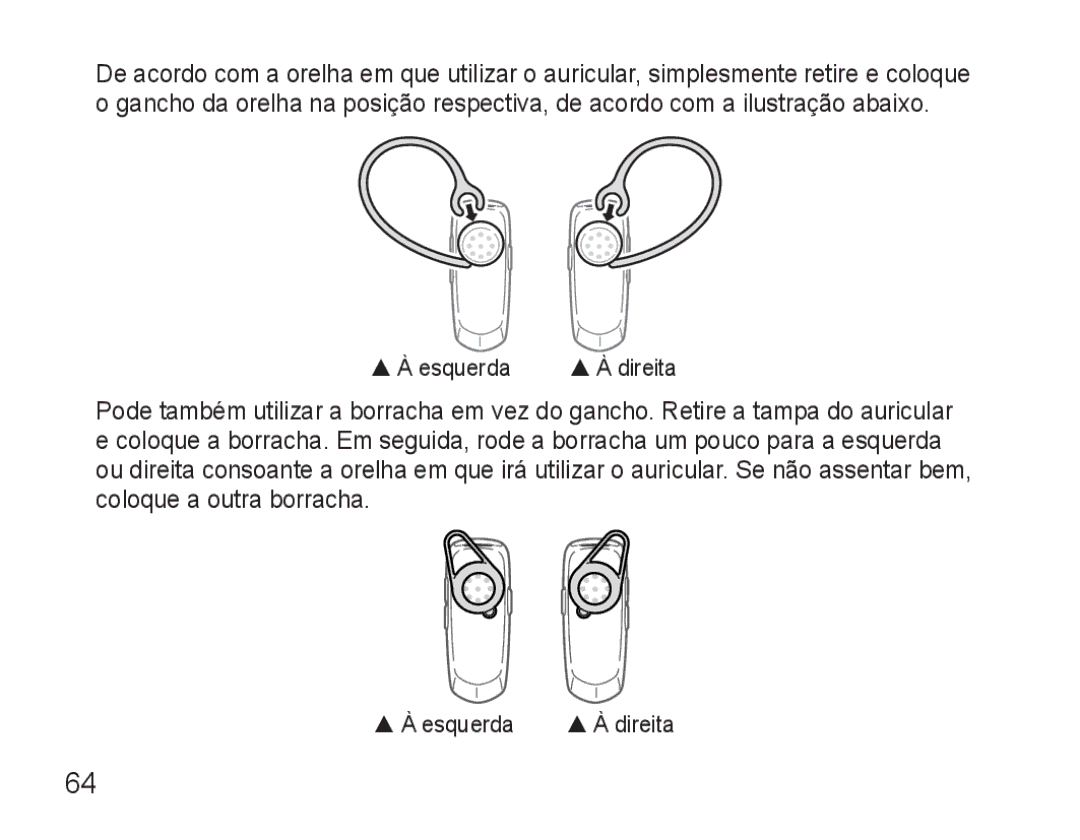 Samsung BHM3500EWECFOP, BHM3500EBECFOP manual  À esquerda  À direita 