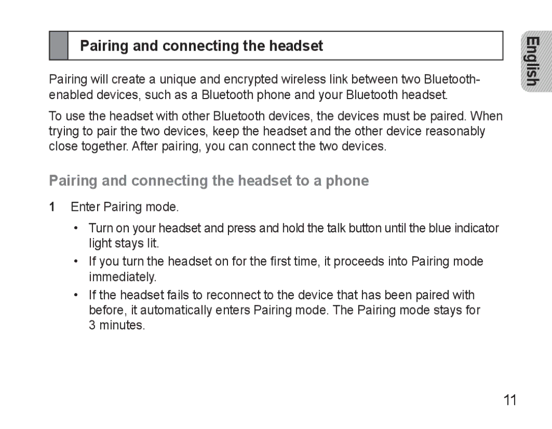 Samsung BHM3500EWECXEH, BHM3500EBECXEH manual Pairing and connecting the headset to a phone 