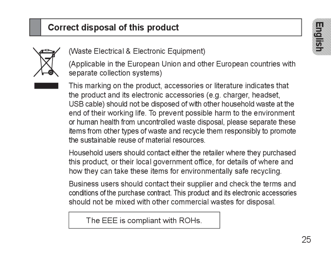 Samsung BHM3500EWECXEH, BHM3500EBECXEH manual Correct disposal of this product 