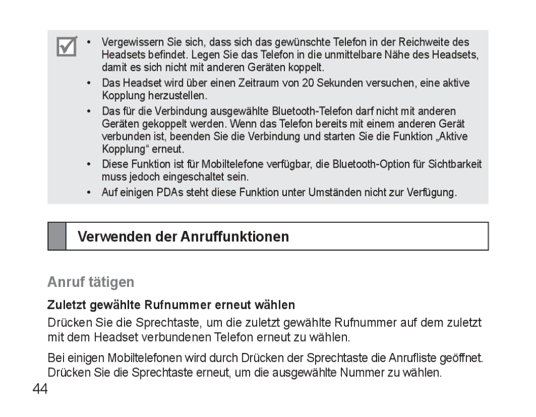 Samsung BHM3500EBECXEH manual Verwenden der Anruffunktionen, Anruf tätigen, Zuletzt gewählte Rufnummer erneut wählen 