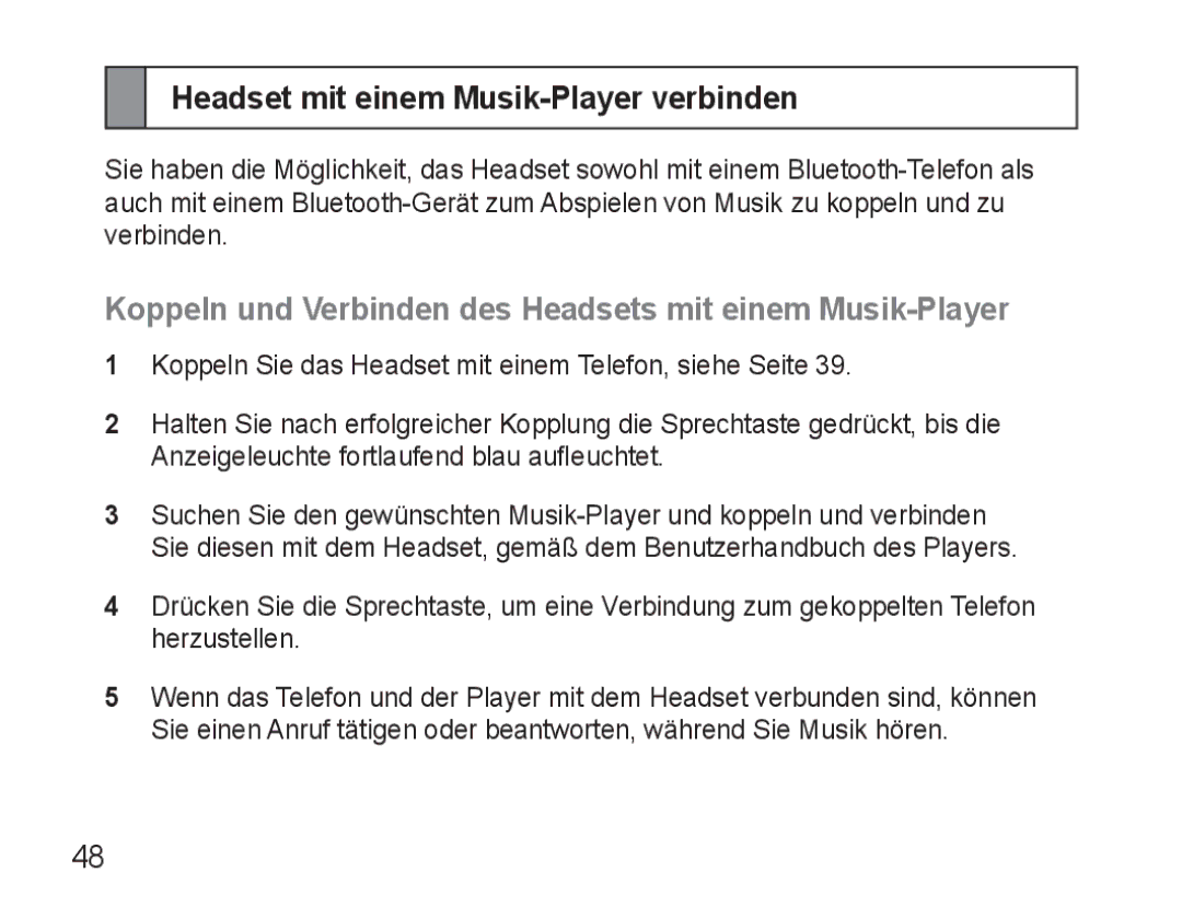 Samsung BHM3500EBECXEH Headset mit einem Musik-Player verbinden, Koppeln und Verbinden des Headsets mit einem Musik-Player 