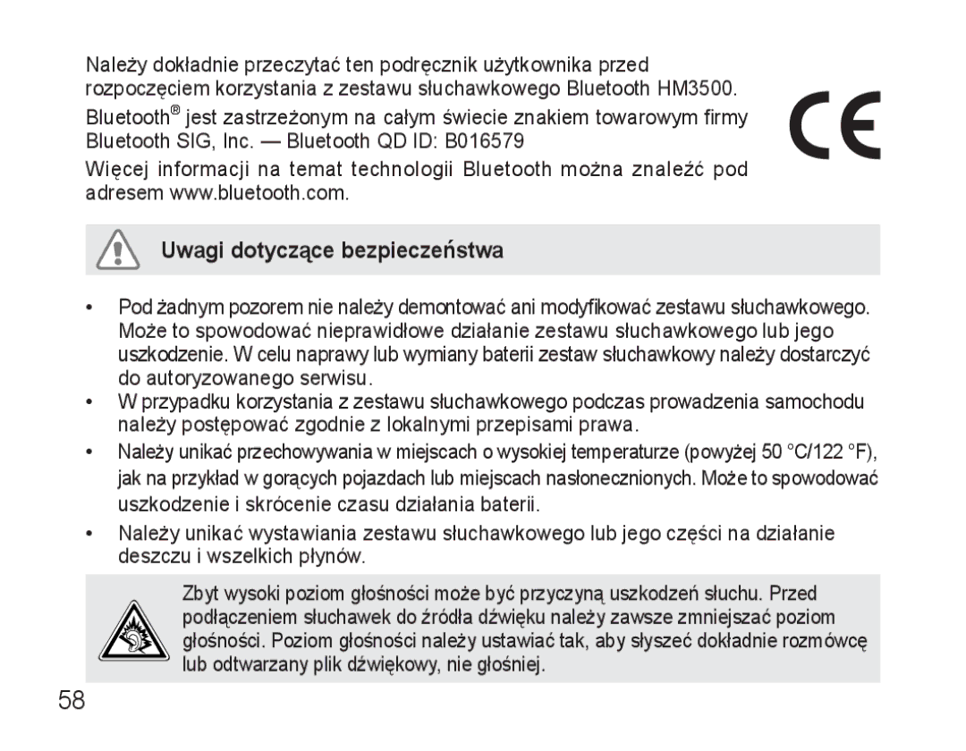 Samsung BHM3500EBECXEH, BHM3500EWECXEH manual Uwagi dotyczące bezpieczeństwa 