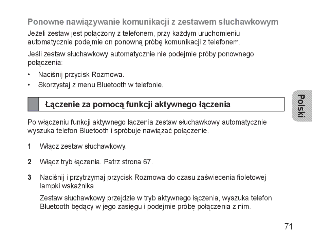 Samsung BHM3500EWECXEH, BHM3500EBECXEH manual Łączenie za pomocą funkcji aktywnego łączenia 