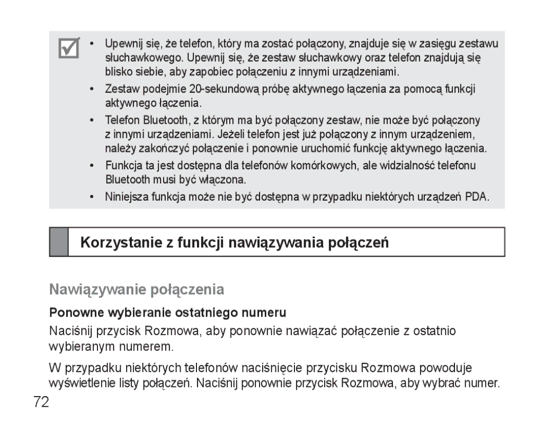 Samsung BHM3500EBECXEH, BHM3500EWECXEH manual Korzystanie z funkcji nawiązywania połączeń, Nawiązywanie połączenia 