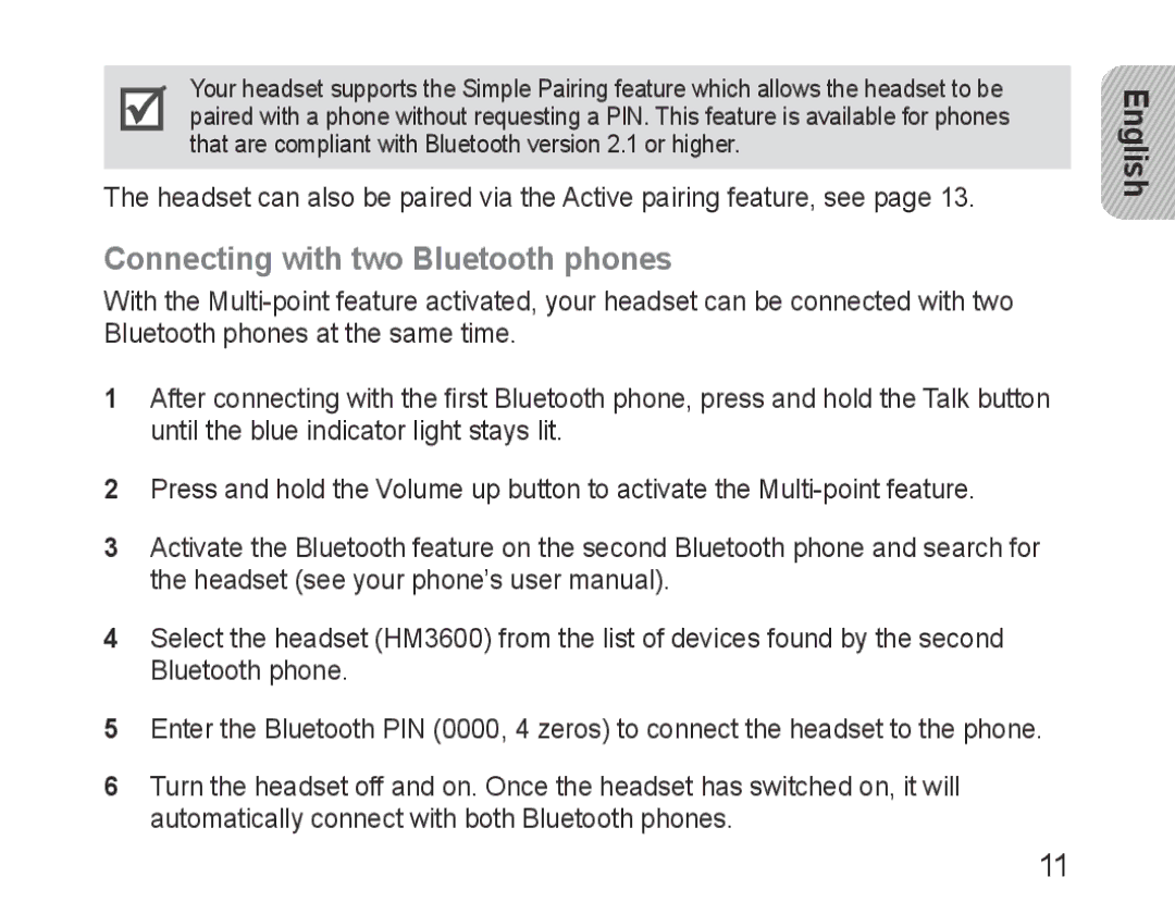 Samsung BHM3600EGECXEH manual Connecting with two Bluetooth phones 