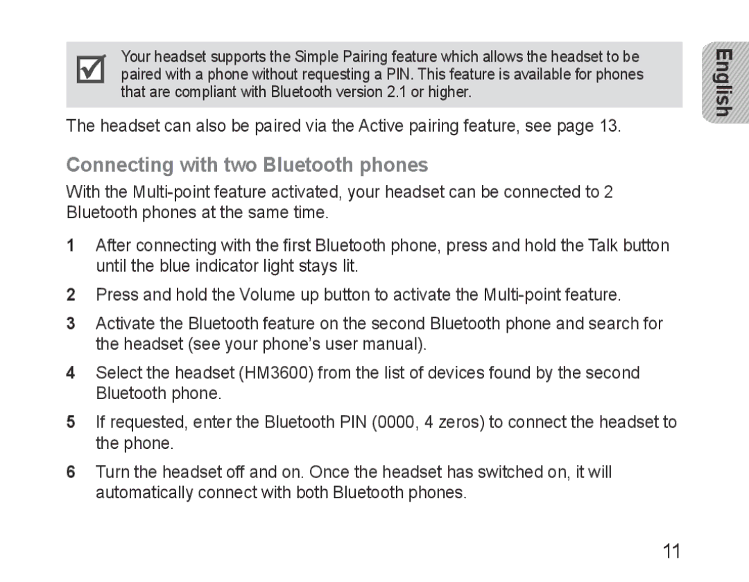 Samsung BHM3600EGECXEH manual Connecting with two Bluetooth phones 