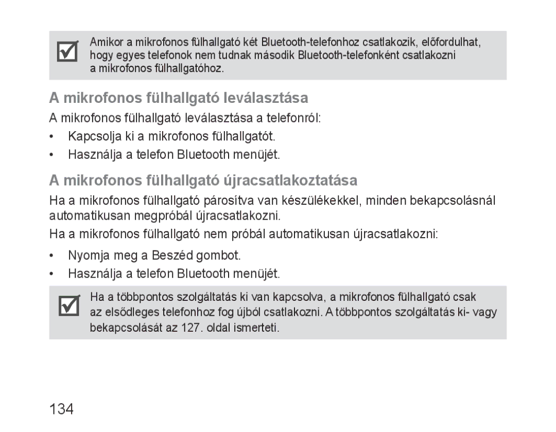 Samsung BHM3600EGECXEH manual Mikrofonos fülhallgató leválasztása, Mikrofonos fülhallgató újracsatlakoztatása 