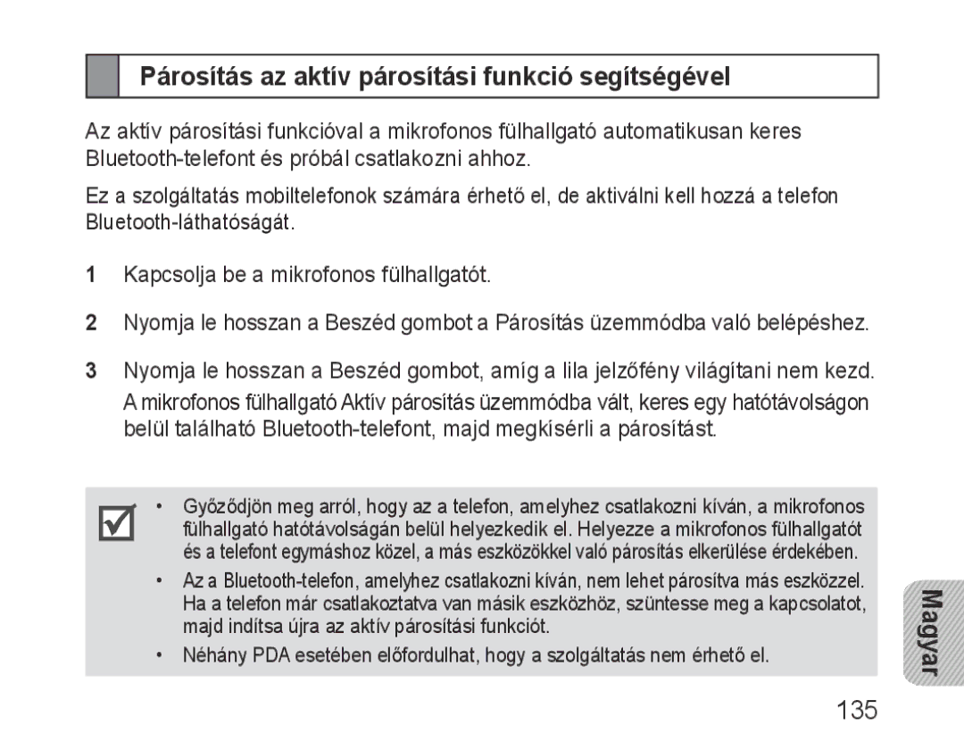 Samsung BHM3600EGECXEH manual Párosítás az aktív párosítási funkció segítségével 