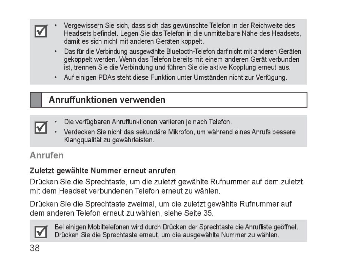 Samsung BHM3600EGECXEH manual Anruffunktionen verwenden, Anrufen, Zuletzt gewählte Nummer erneut anrufen 