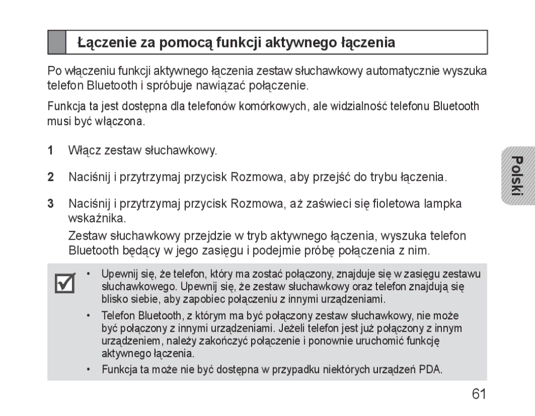 Samsung BHM3600EGECXEH manual Łączenie za pomocą funkcji aktywnego łączenia 