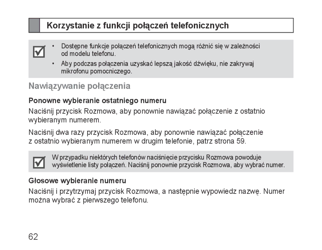 Samsung BHM3600EGECXEH Korzystanie z funkcji połączeń telefonicznych, Nawiązywanie połączenia, Głosowe wybieranie numeru 