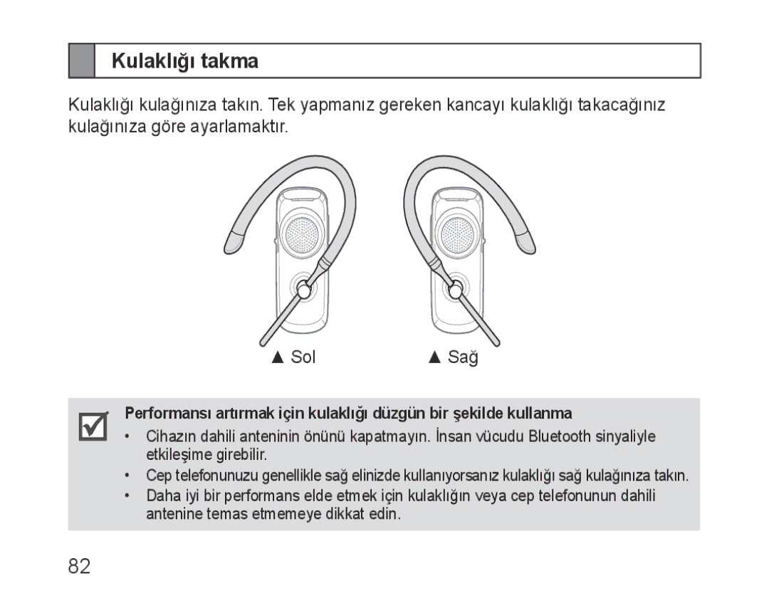 Samsung BHM3600EGECXEH manual Kulaklığı takma 