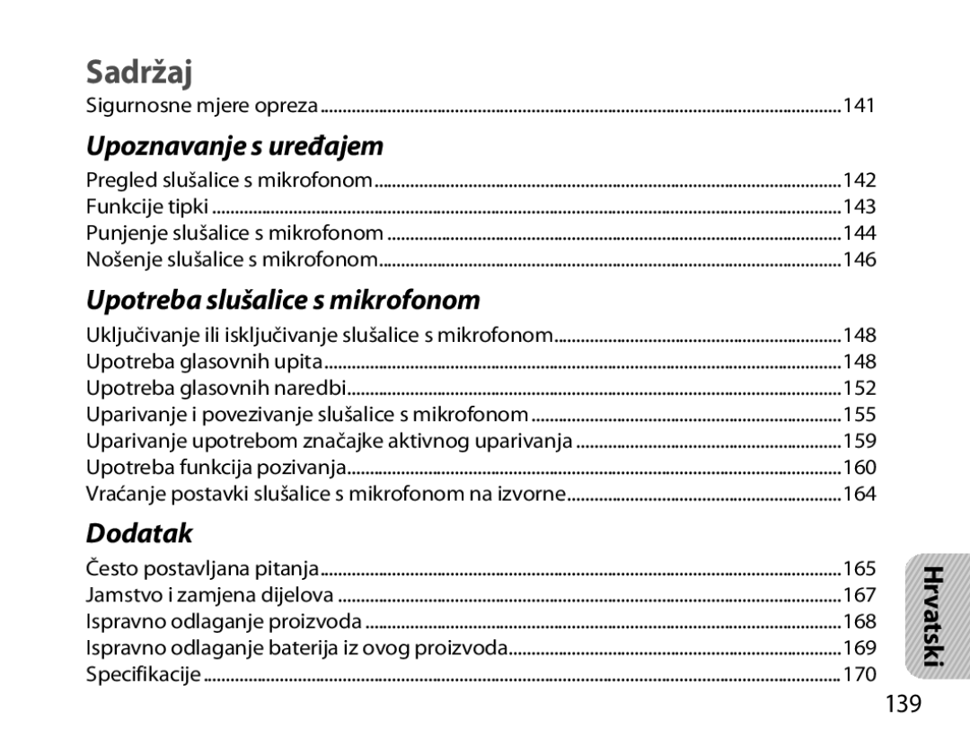 Samsung BHM3700EDECXEF, BHM3700EDEGXEF, BHM3700EDECXEH, BHM3700EDEGXEH, BHM3700EDRCSER manual Upoznavanje s uređajem, 139 