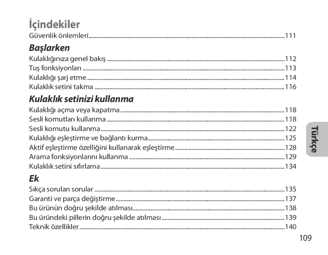 Samsung BHM3700EDECXEF, BHM3700EDEGXEF, BHM3700EDECXEH, BHM3700EDEGXEH, BHM3700EDRCSER manual İçindekiler, 109 