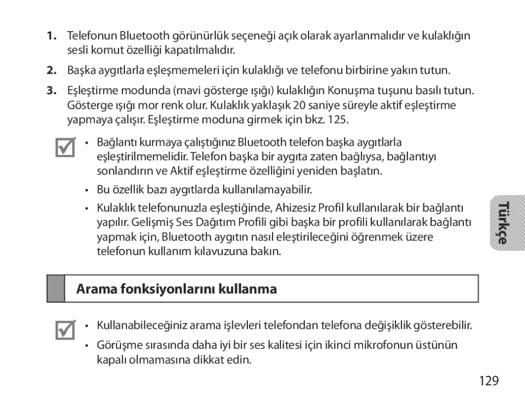 Samsung BHM3700EDECXEF, BHM3700EDEGXEF, BHM3700EDECXEH, BHM3700EDEGXEH, BHM3700EDRCSER Arama fonksiyonlarını kullanma, 129 