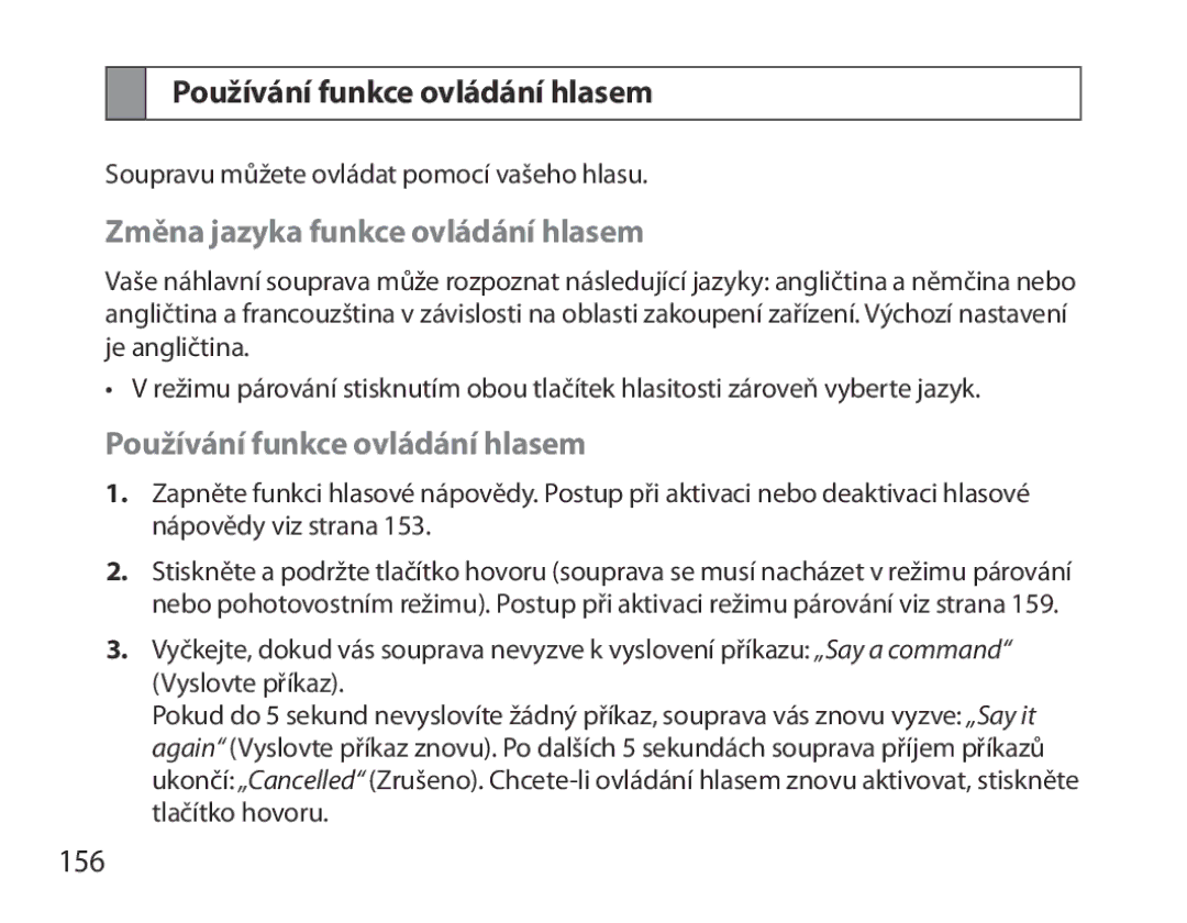 Samsung BHM3700EDEGXEH, BHM3700EDEGXEF manual Používání funkce ovládání hlasem, Změna jazyka funkce ovládání hlasem, 156 