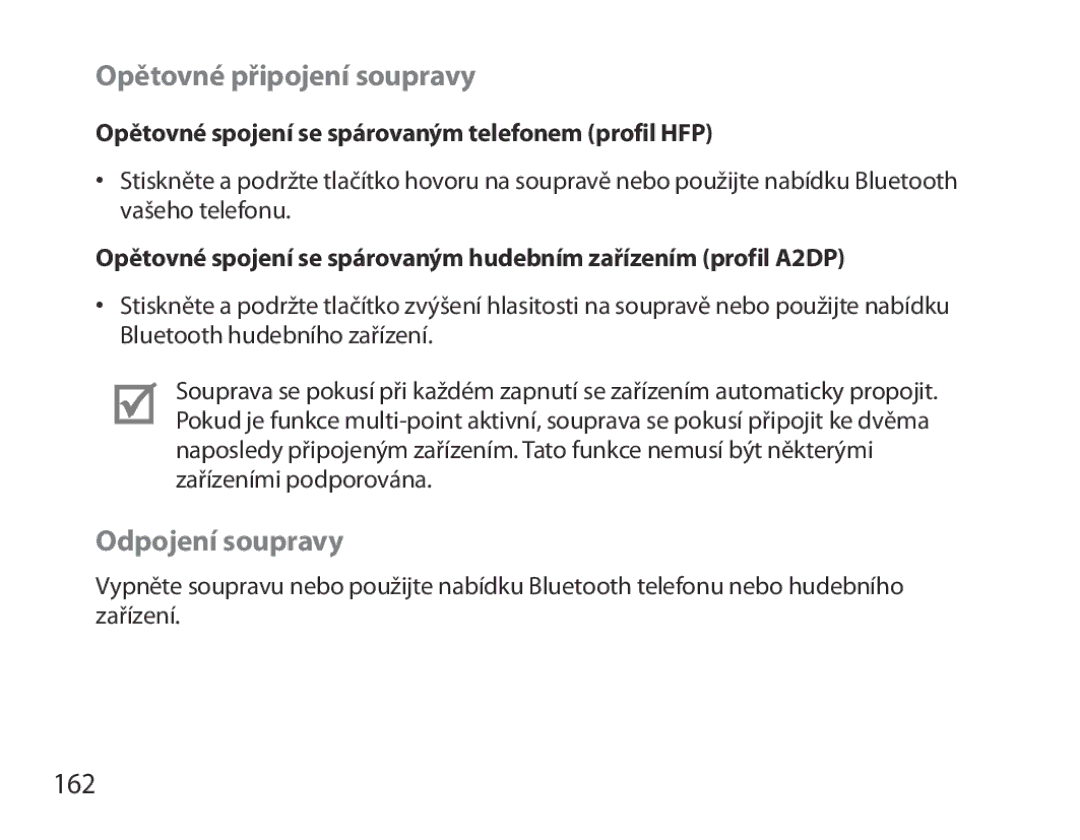 Samsung BHM3700EDRCSER, BHM3700EDEGXEF, BHM3700EDECXEF, BHM3700EDECXEH Opětovné připojení soupravy, Odpojení soupravy, 162 